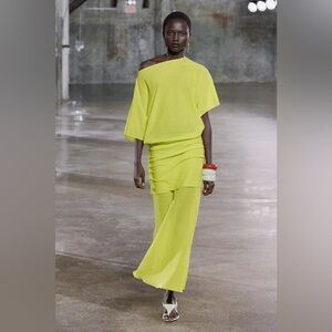 Long Plain Knit dress- lime green